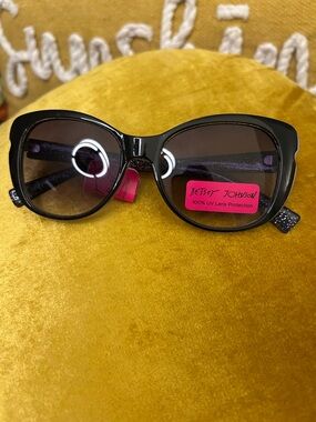 Betsey Johnson Black Sunglasses with Silver Temple Accents